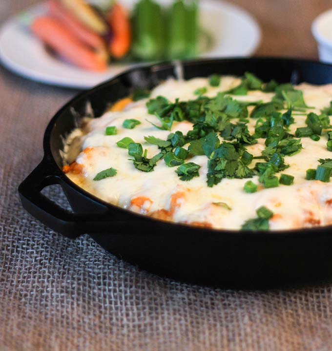 Buffalo Chicken Tot Skillet Bake