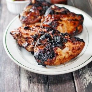 Grilled Chicken Breasts with Plum Sauce and Salsa