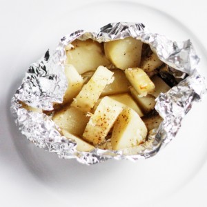 Cubed Potatoes in Foil